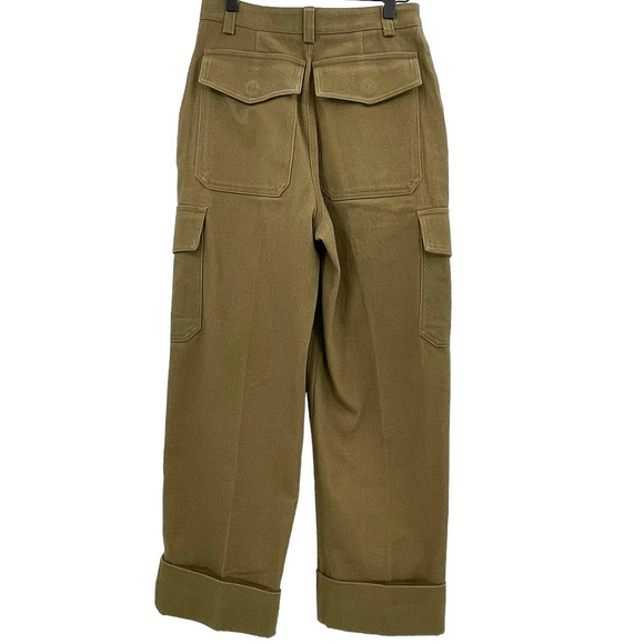 H&M Cargo Pants Ankle Length Thick Cotton Twill Dark Khaki Green | 0 25" Waist - Picture 8 of 16